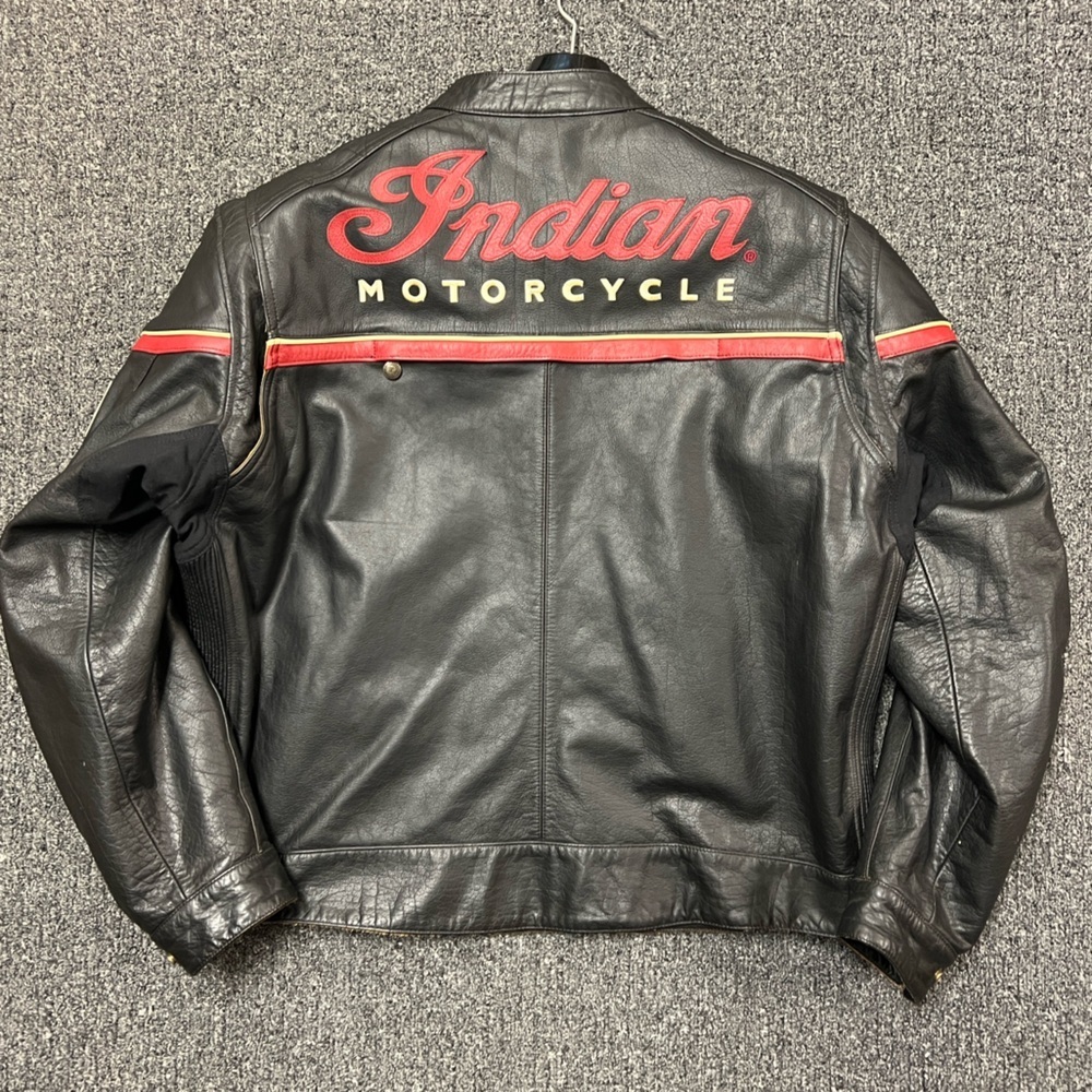 Indian Motorcyle Licensed Freeway Black Leather Coat Jacket Men's XXL - Picture 2 of 16